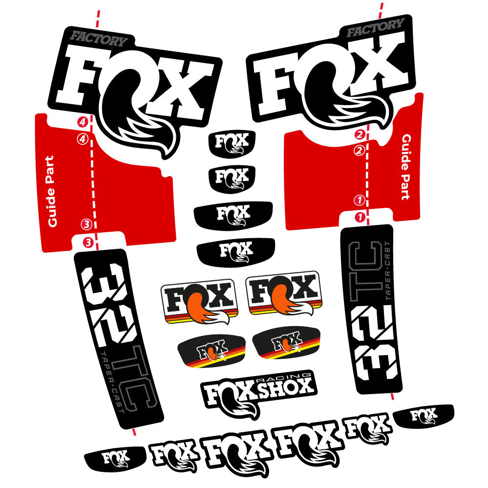 Stickers Fox 32 Taper Cast Factory compatibles - Autocollants fourche VTT