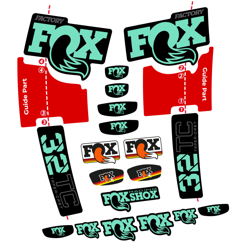 Stickers Fox 32 Taper Cast Factory compatibles - Autocollants fourche VTT