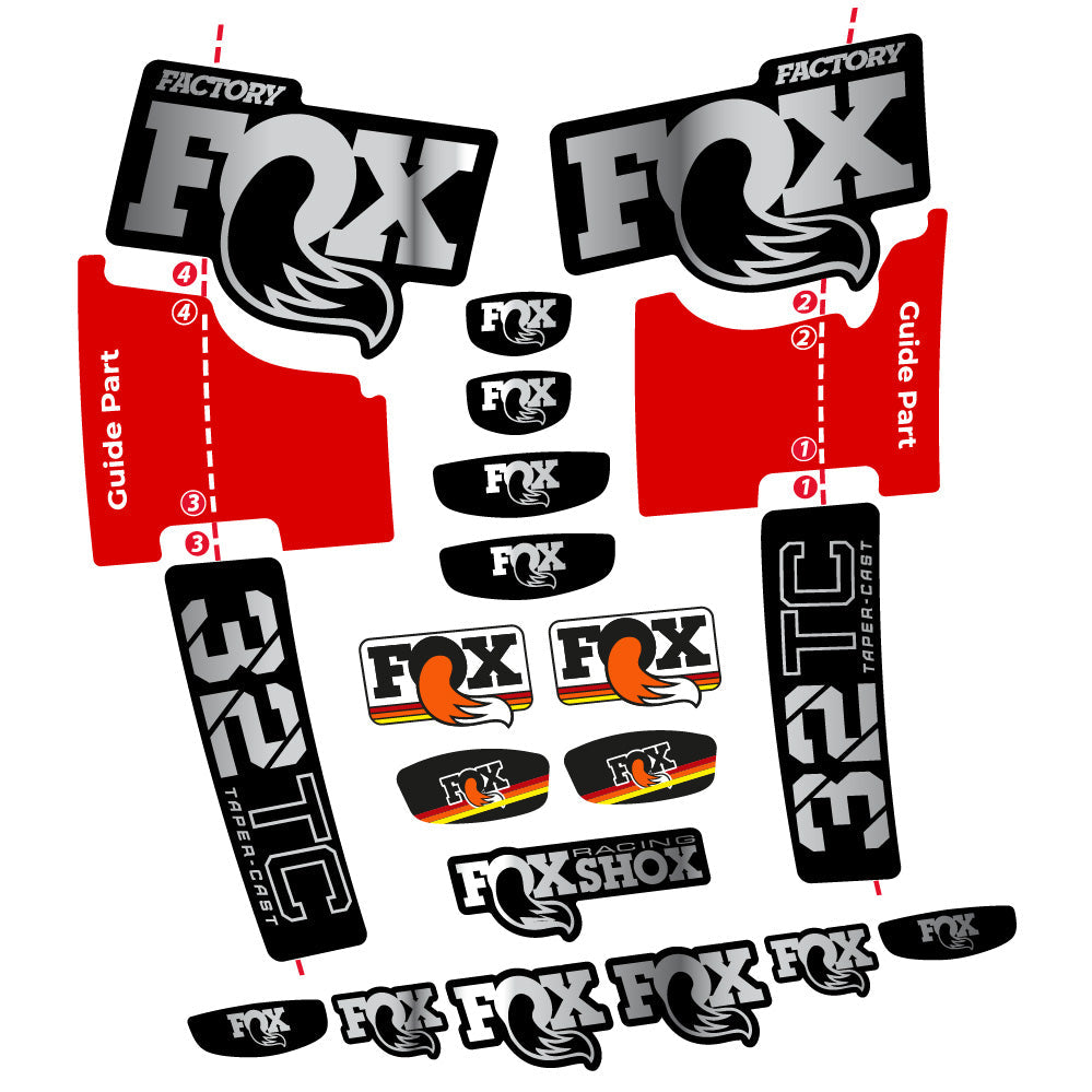 Stickers Fox 32 Taper Cast Factory compatibles - Autocollants fourche VTT