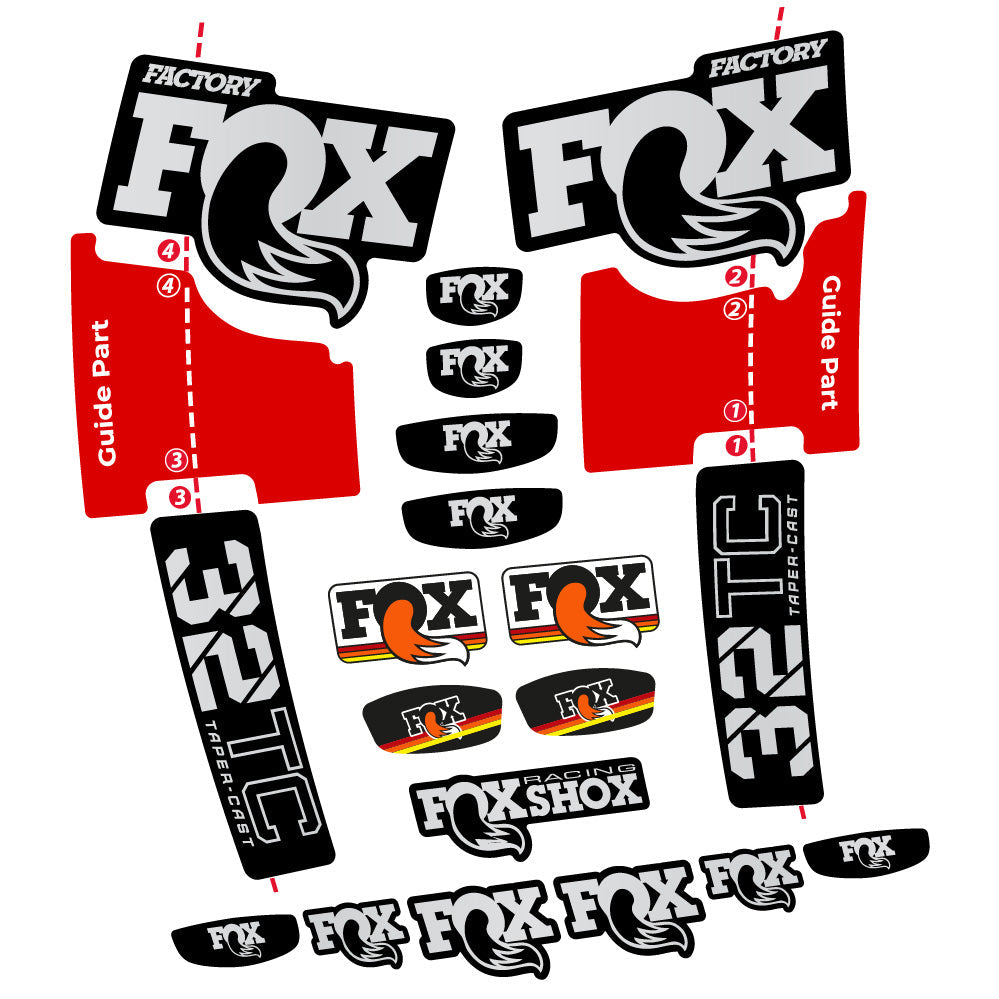 Stickers Fox 32 Taper Cast Factory compatibles - Autocollants fourche VTT