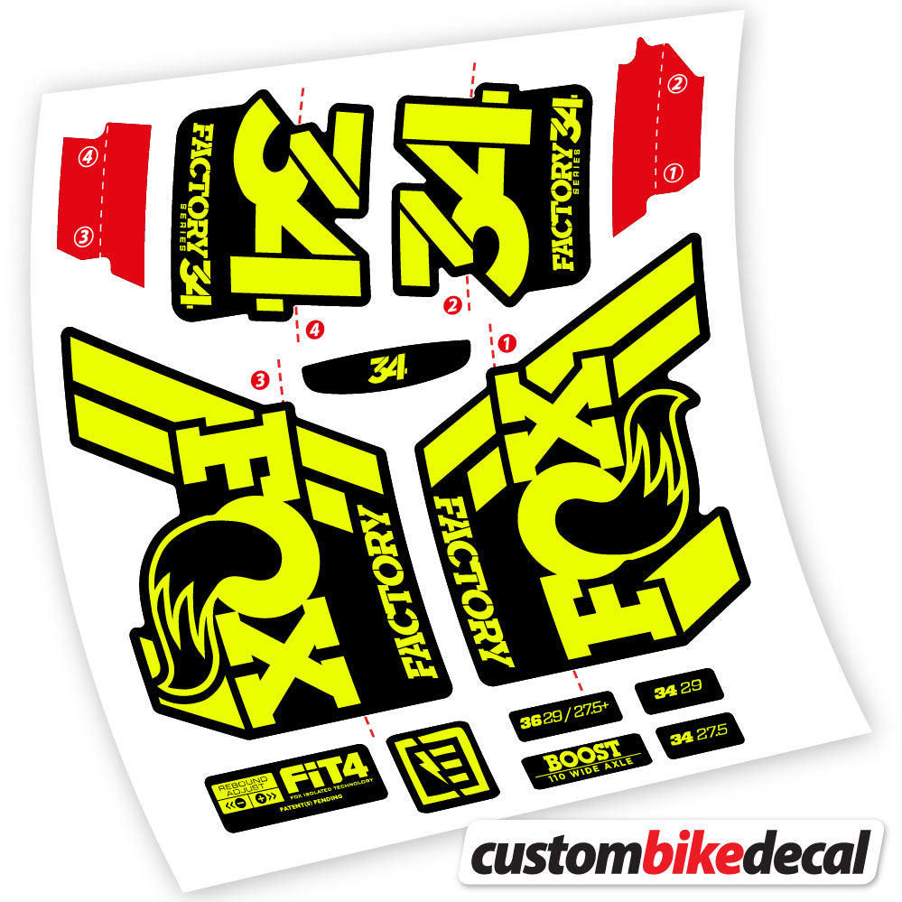 Stickers Vinyl with Fox 34 Performance FLOAT 2018 2020 Custom Stickers Autocollants fourche VTT