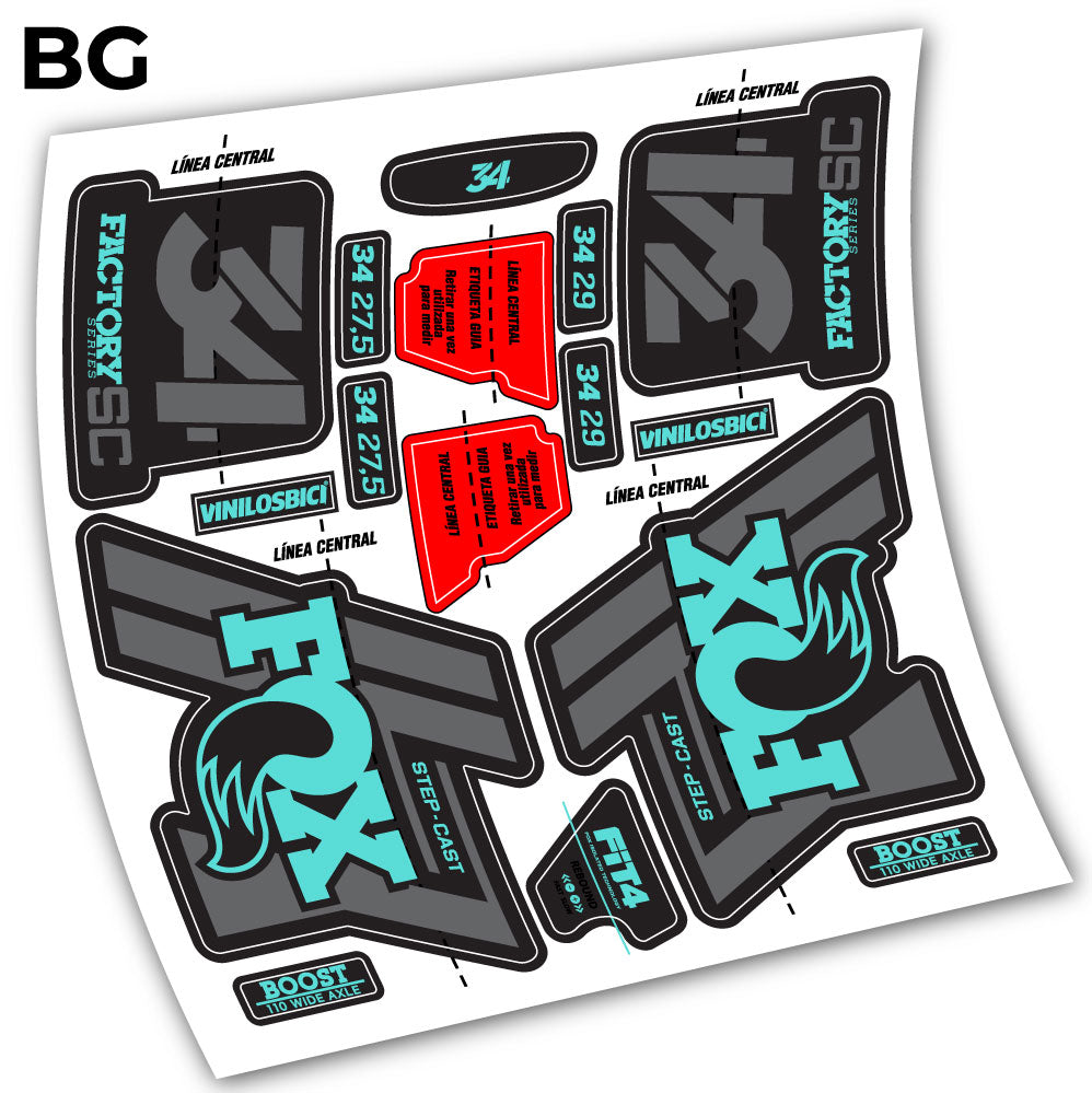 Stickers Fox 34 Step Cast 2019 compatibles Autocollants fourche VTT