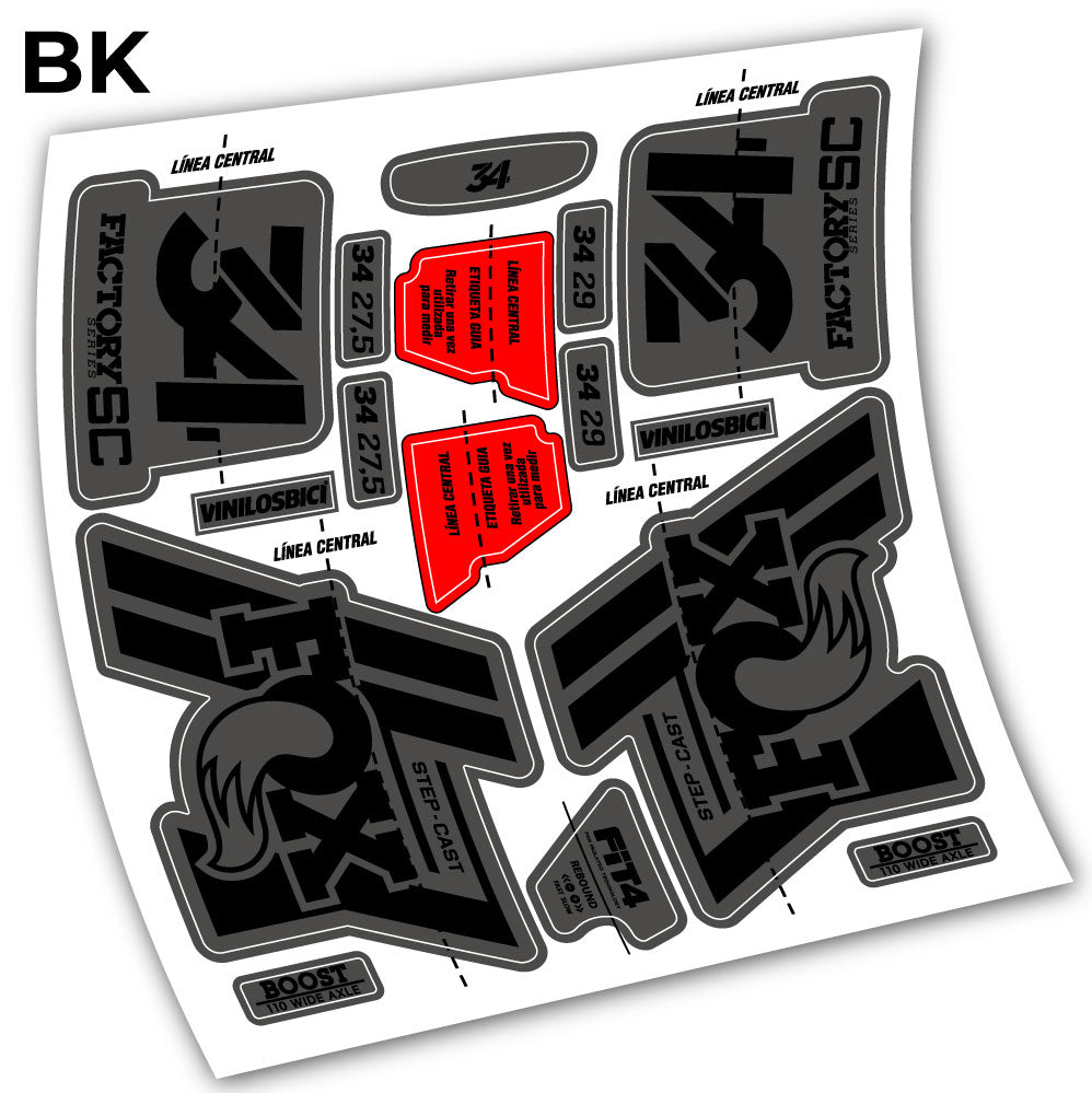 Stickers Fox 34 Step Cast 2019 compatibles Autocollants fourche VTT
