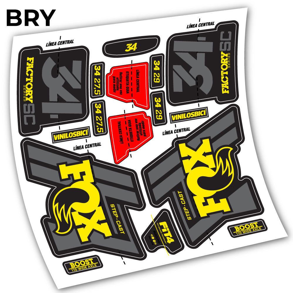 Stickers Fox 34 Step Cast 2019 compatibles Autocollants fourche VTT