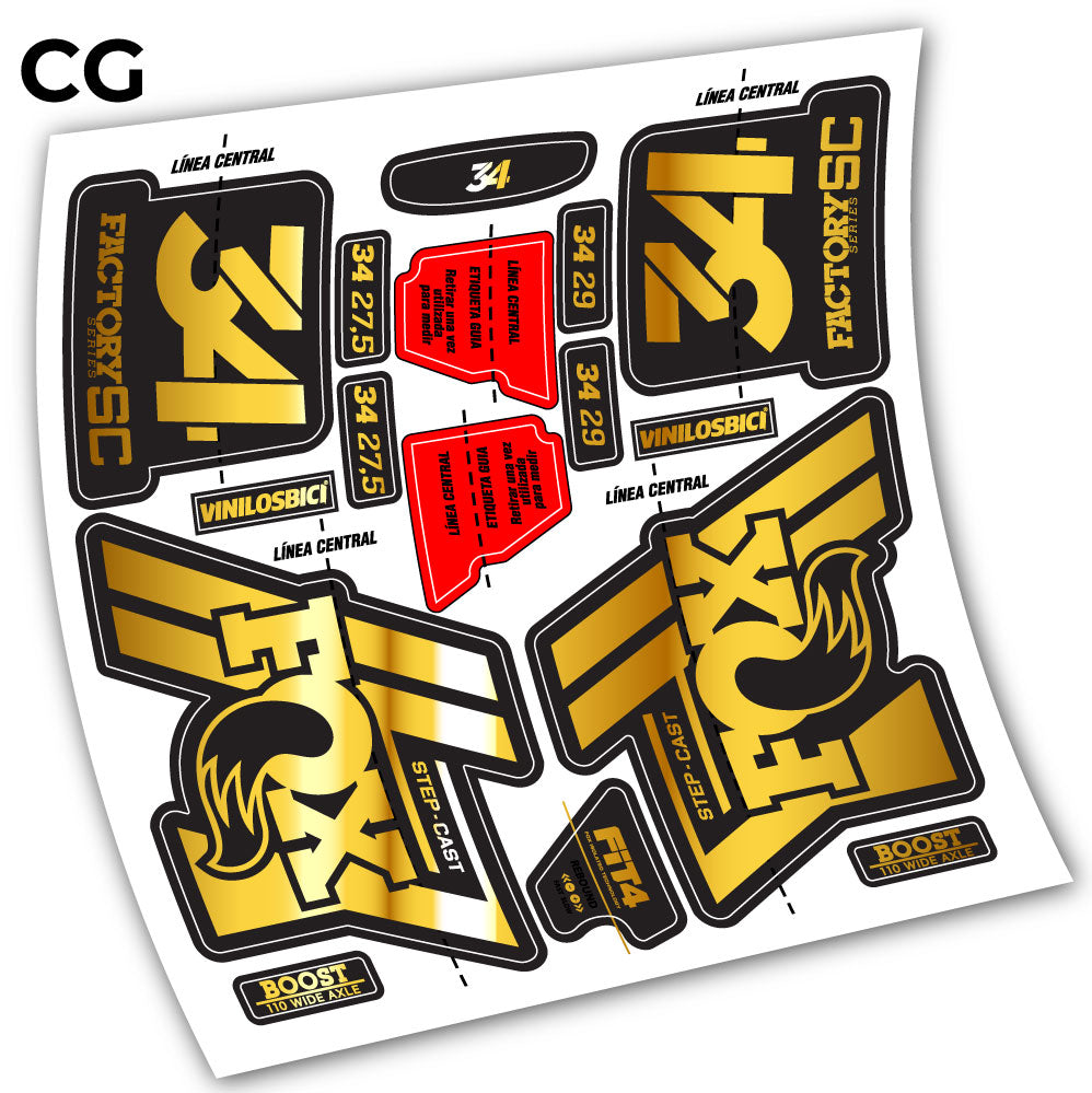 Stickers Fox 34 Step Cast 2019 compatibles Autocollants fourche VTT