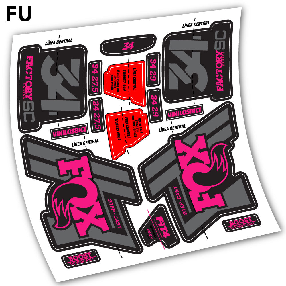 Stickers Fox 34 Step Cast 2019 compatibles Autocollants fourche VTT