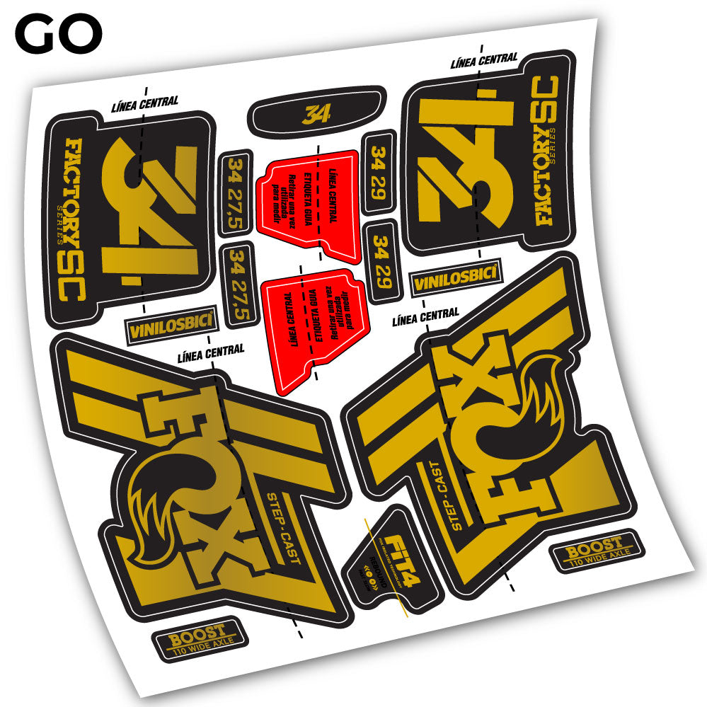 Stickers Fox 34 Step Cast 2019 compatibles Autocollants fourche VTT