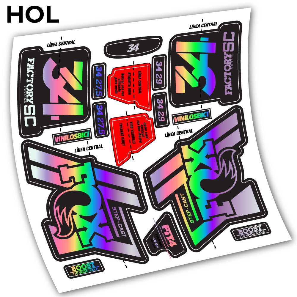 Stickers Fox 34 Step Cast 2019 compatibles Autocollants fourche VTT