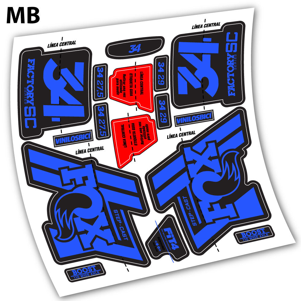 Stickers Fox 34 Step Cast 2019 compatibles Autocollants fourche VTT