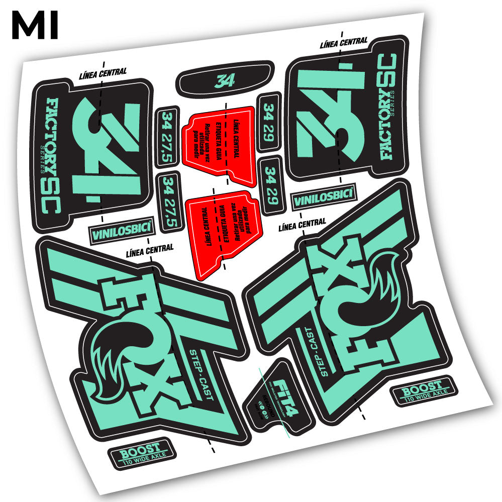Stickers Fox 34 Step Cast 2019 compatibles Autocollants fourche VTT