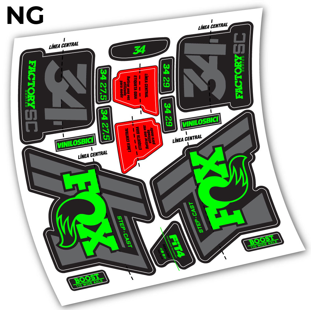 Stickers Fox 34 Step Cast 2019 compatibles Autocollants fourche VTT