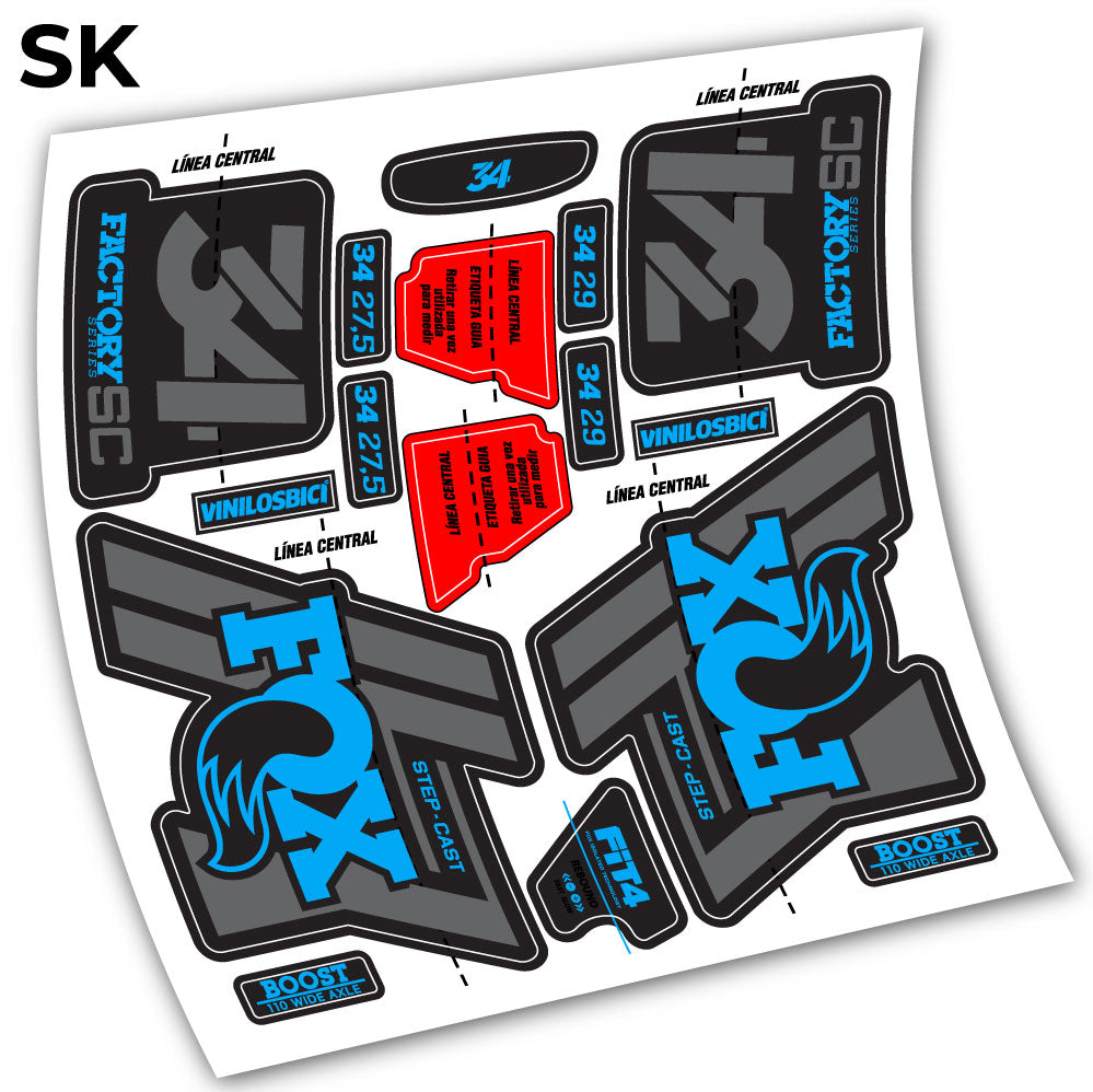 Stickers Fox 34 Step Cast 2019 compatibles Autocollants fourche VTT