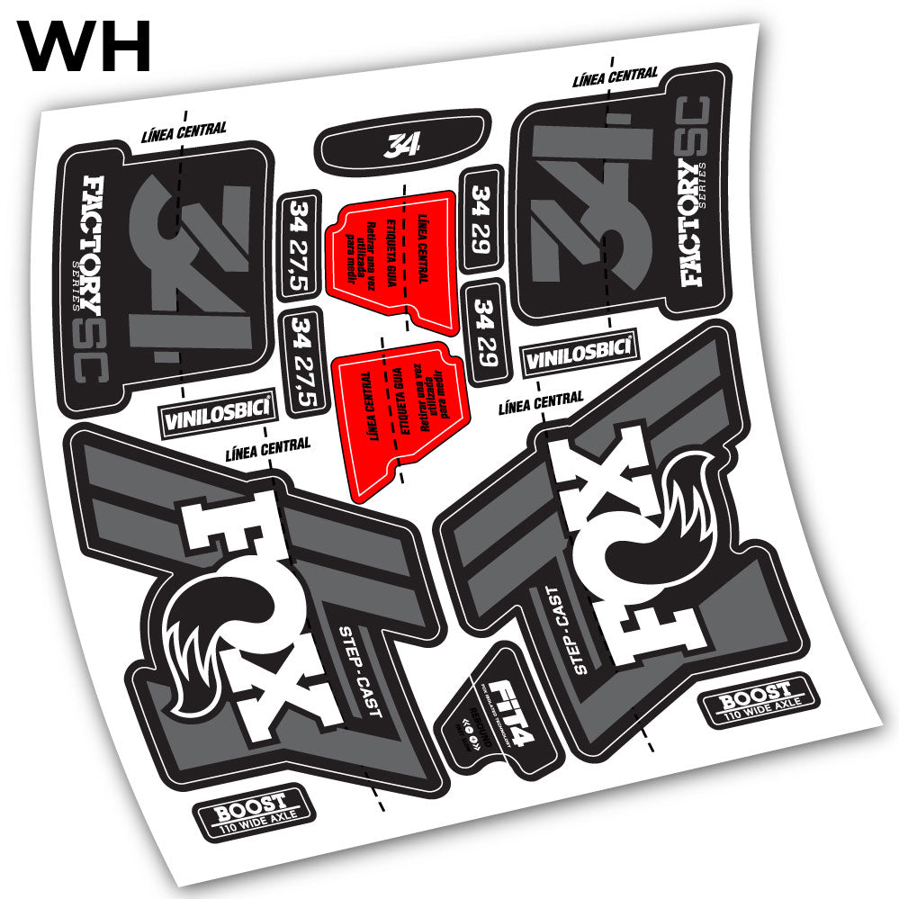 Stickers Fox 34 Step Cast 2019 compatibles Autocollants fourche VTT