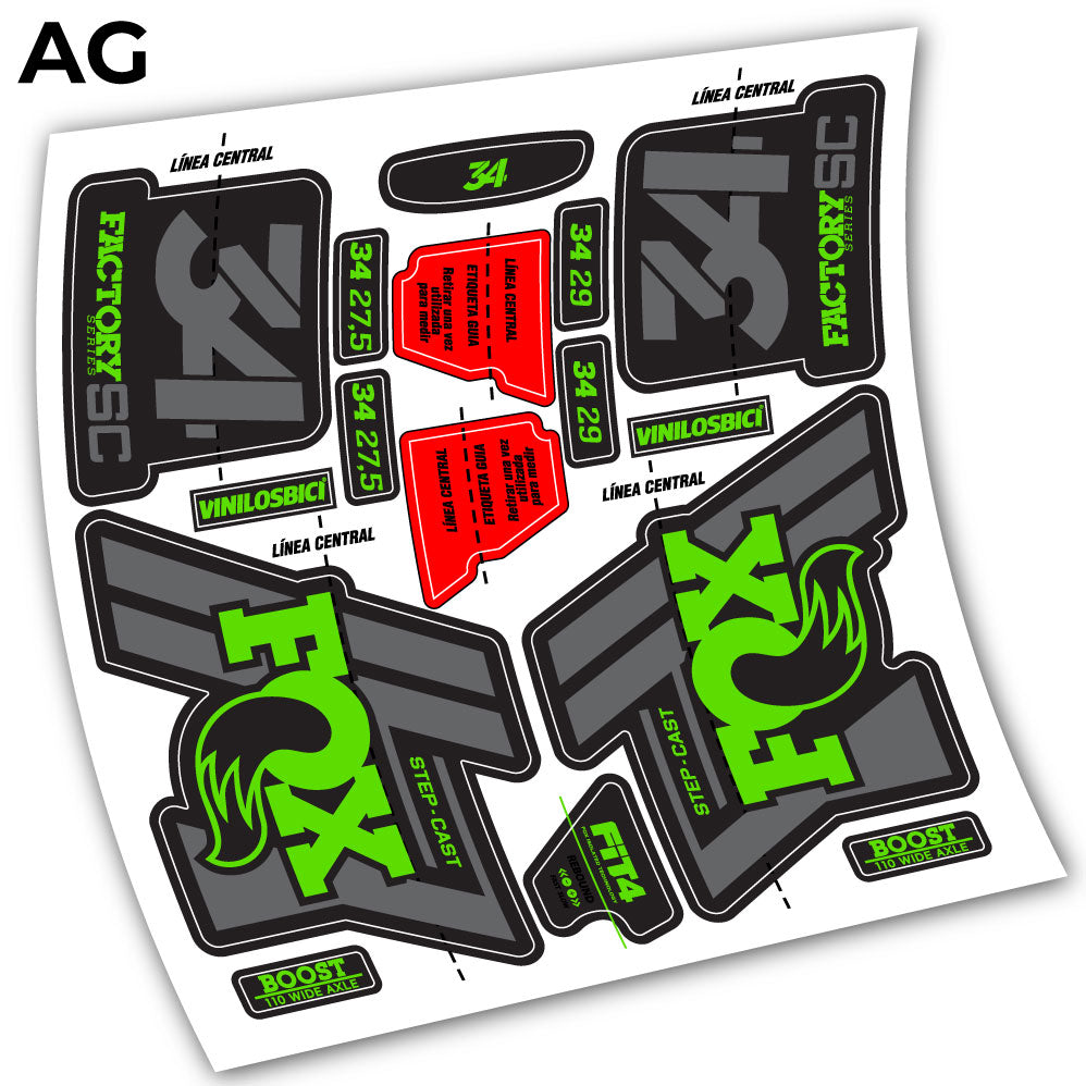 Stickers Fox 34 Step Cast 2019 compatibles Autocollants fourche VTT