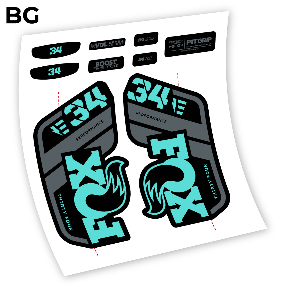Stickers Adhesivos Fox 34 E 2021 compatibles Autocollants fourche VTT