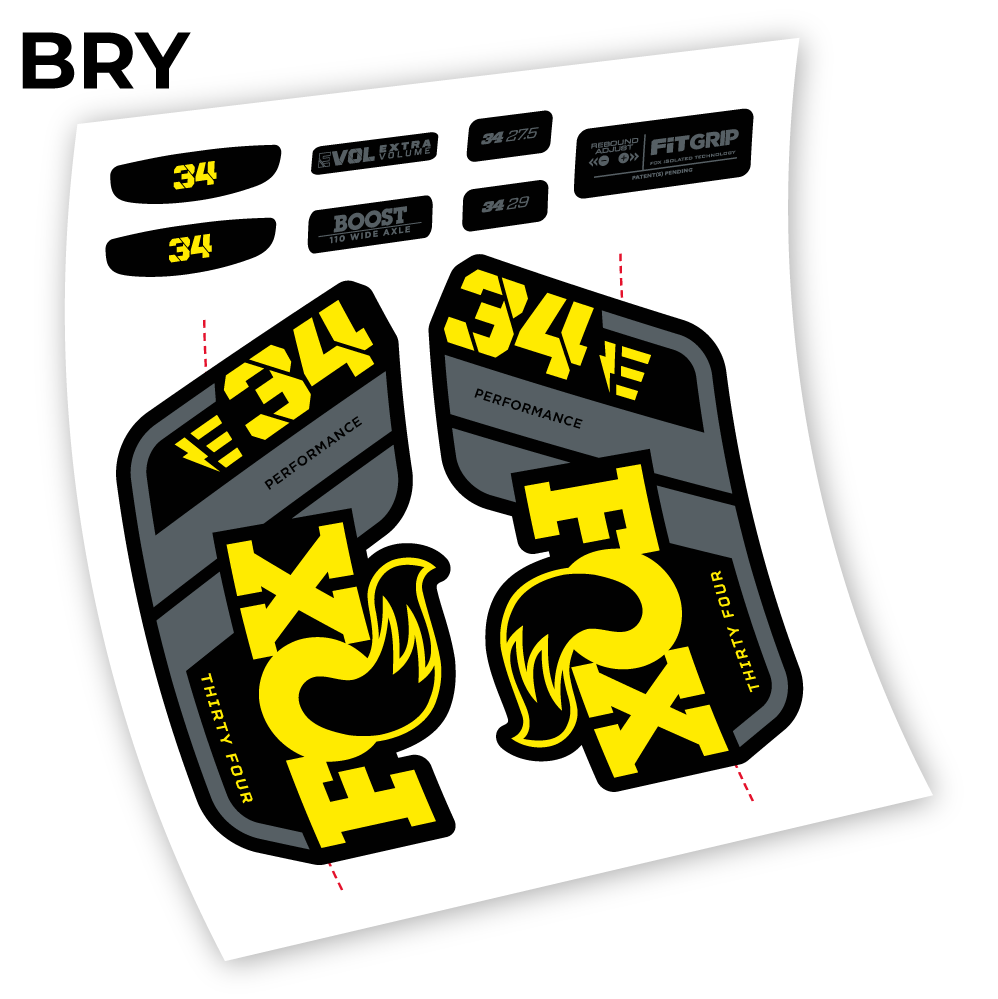 Stickers Adhesivos Fox 34 E 2021 compatibles Autocollants fourche VTT