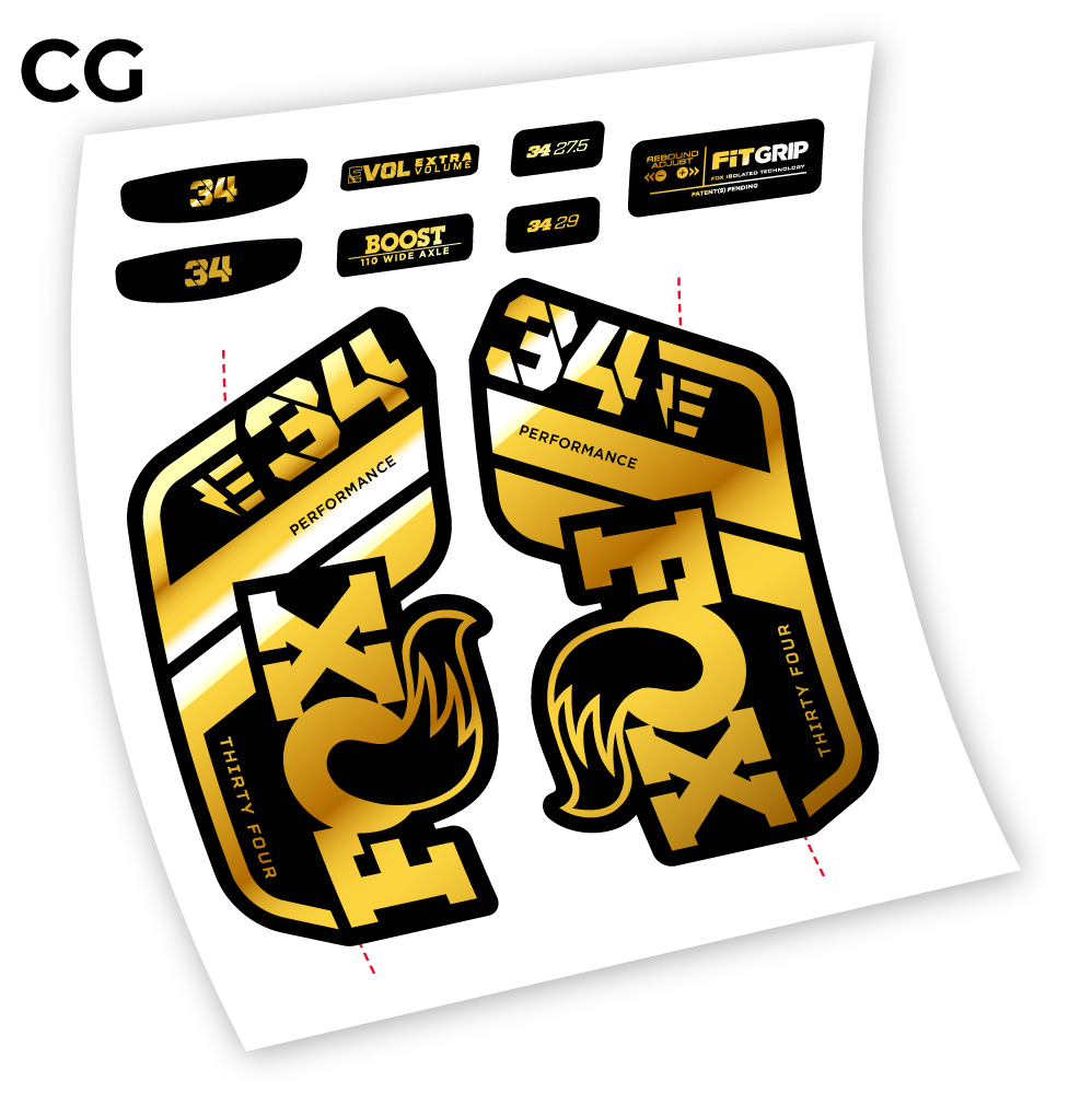Stickers Adhesivos Fox 34 E 2021 compatibles Autocollants fourche VTT