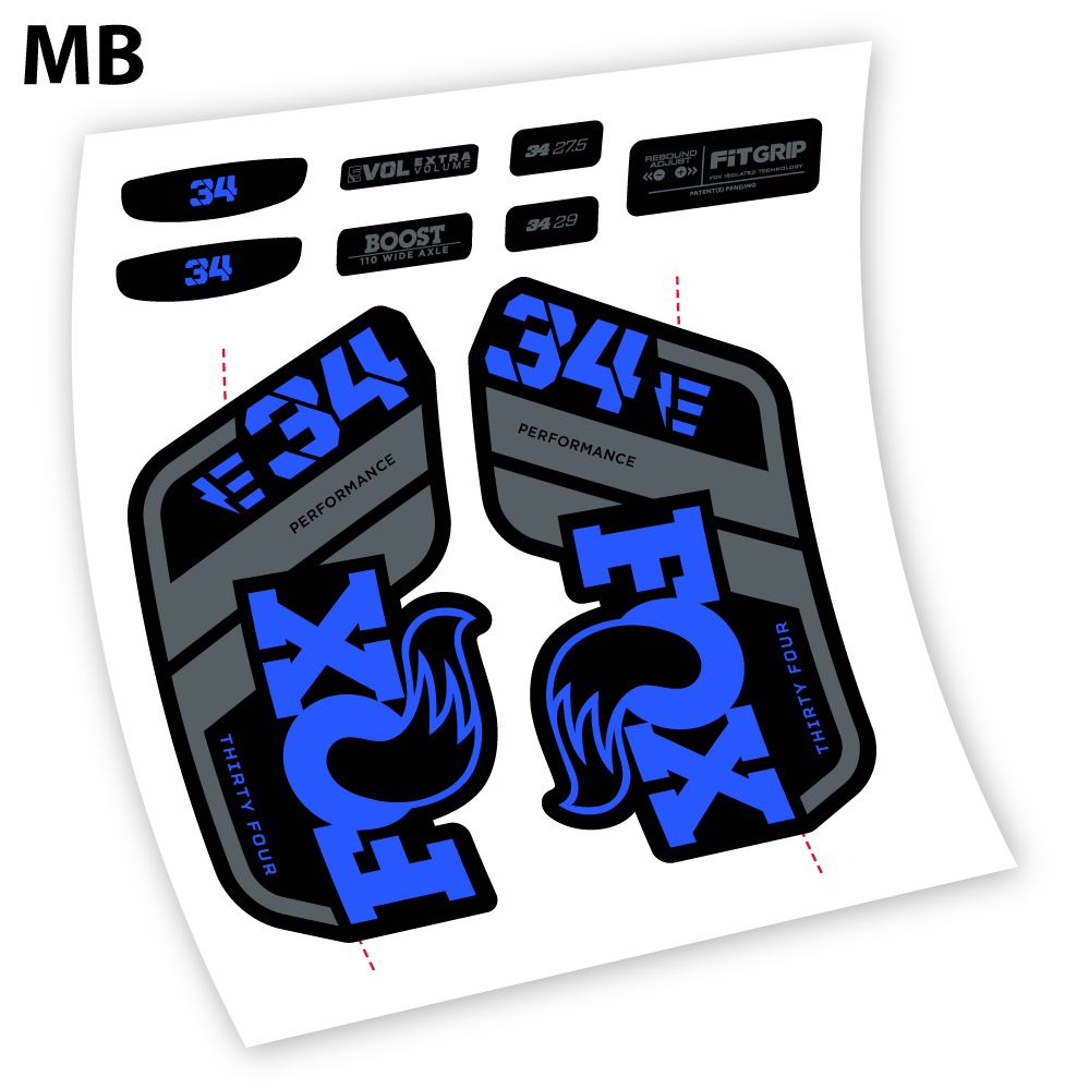 Stickers Adhesivos Fox 34 E 2021 compatibles Autocollants fourche VTT