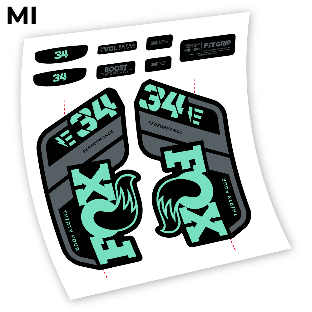 Stickers Adhesivos Fox 34 E 2021 compatibles Autocollants fourche VTT