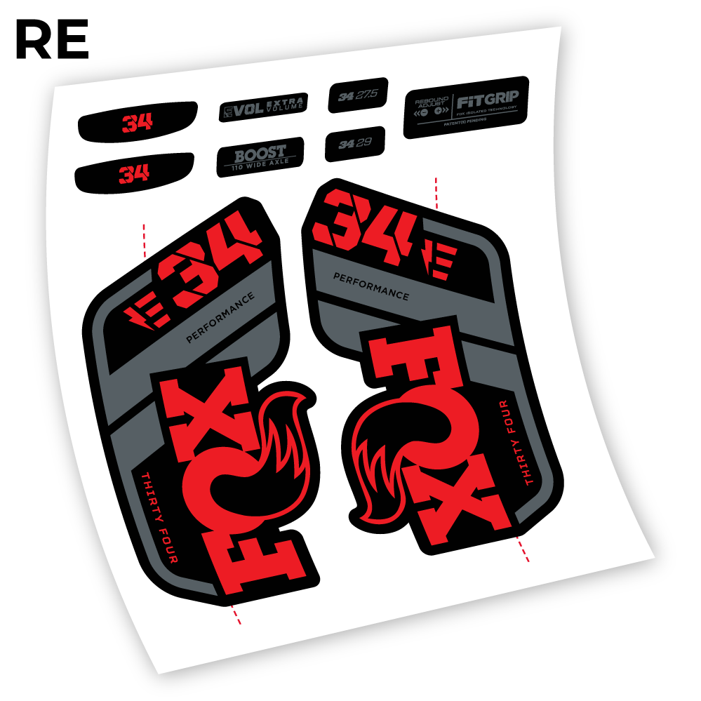 Stickers Adhesivos Fox 34 E 2021 compatibles Autocollants fourche VTT