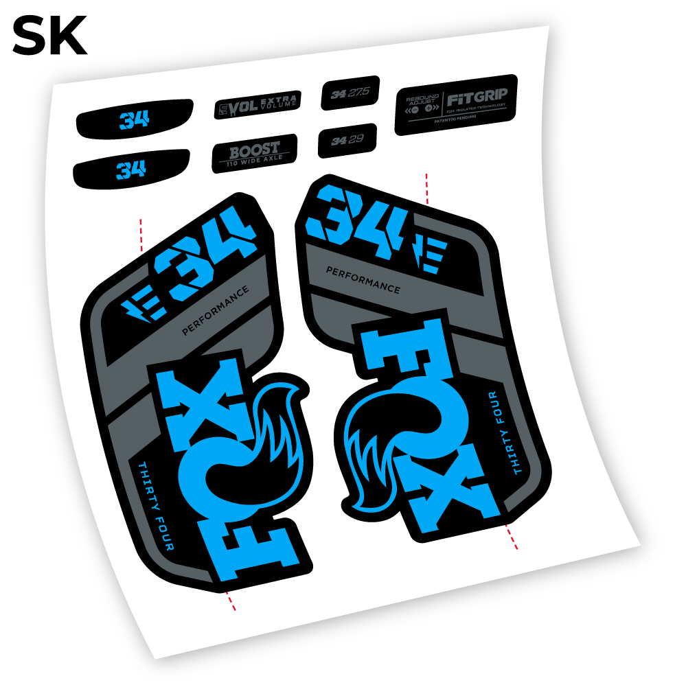 Stickers Adhesivos Fox 34 E 2021 compatibles Autocollants fourche VTT