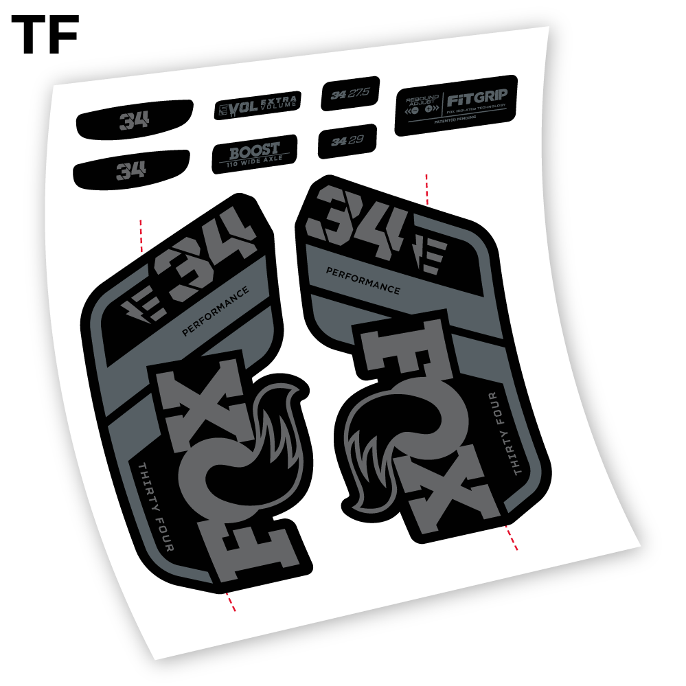Stickers Adhesivos Fox 34 E 2021 compatibles Autocollants fourche VTT