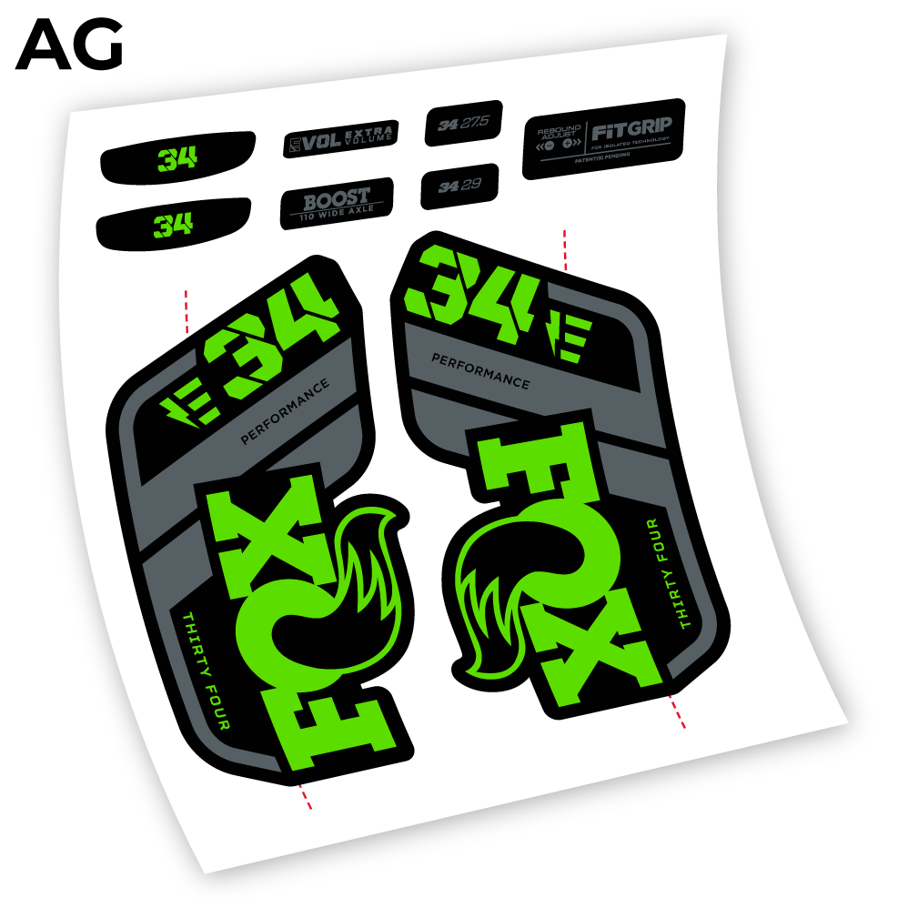 Stickers Adhesivos Fox 34 E 2021 compatibles Autocollants fourche VTT