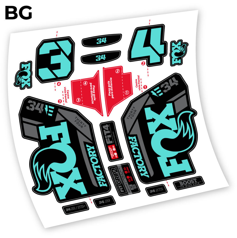 Stickers Adhesivos Fox 34 Factory E 2021 compatibles Autocollants fourche VTT