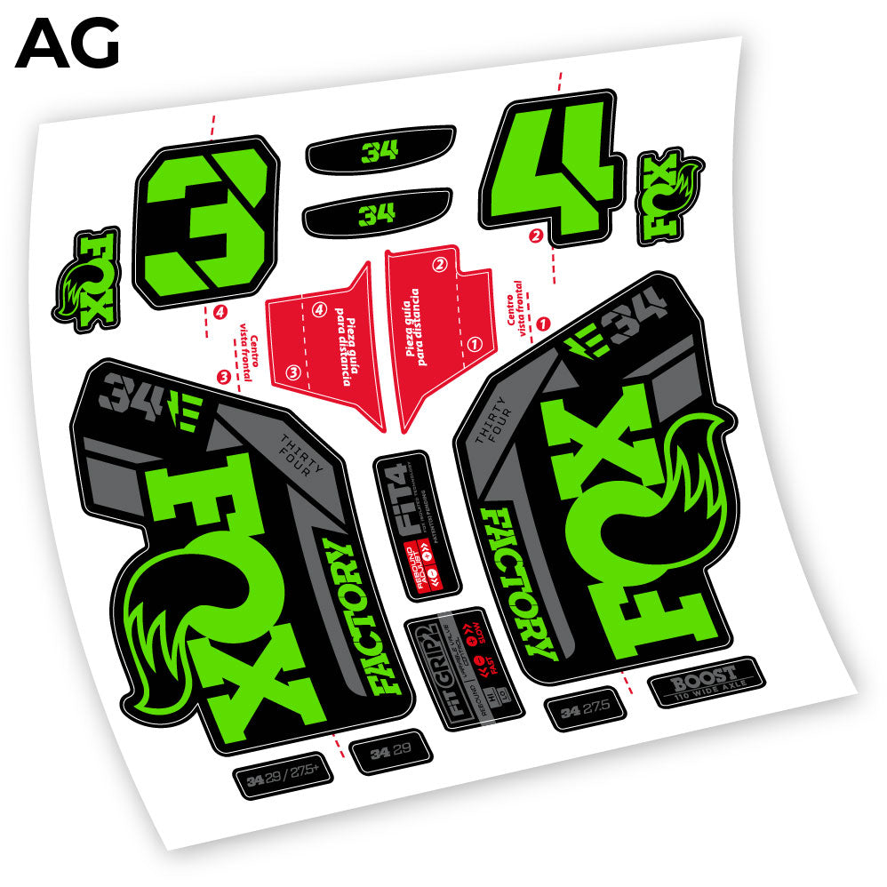 Stickers Adhesivos Fox 34 Factory E 2021 compatibles Autocollants fourche VTT