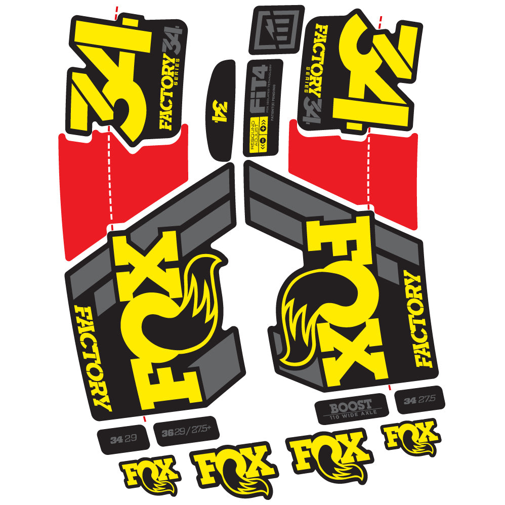 Stickers Fox 34 Factory 2019 compatibles Autocollants fourche VTT