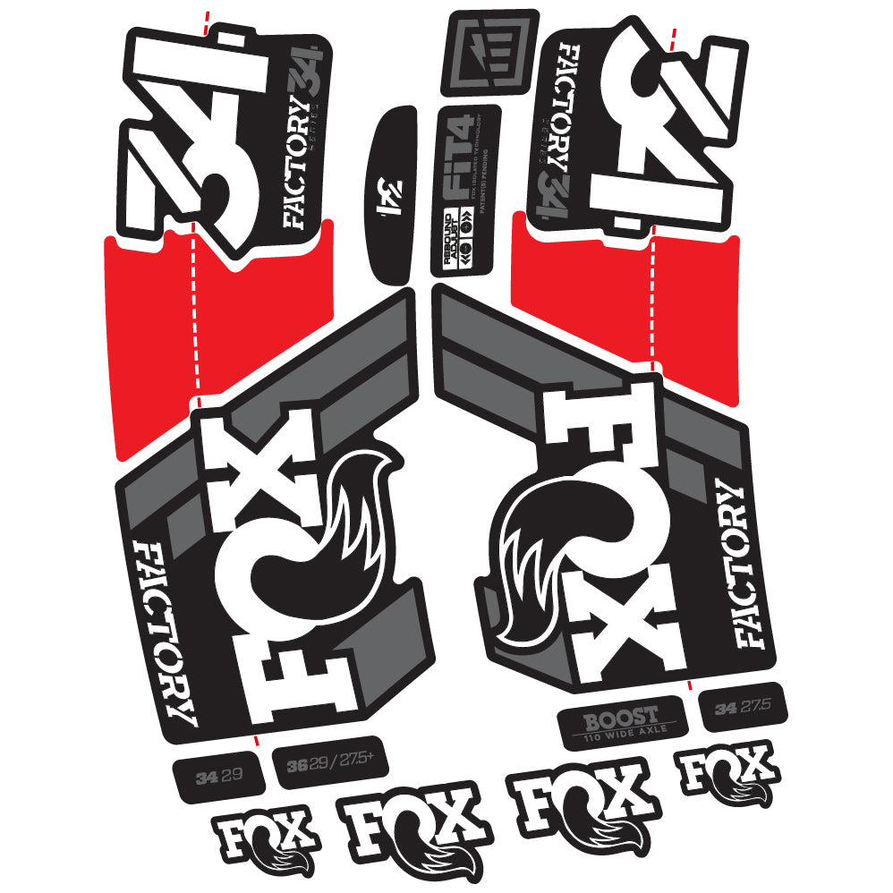 Stickers Fox 34 Factory 2019 compatibles Autocollants fourche VTT
