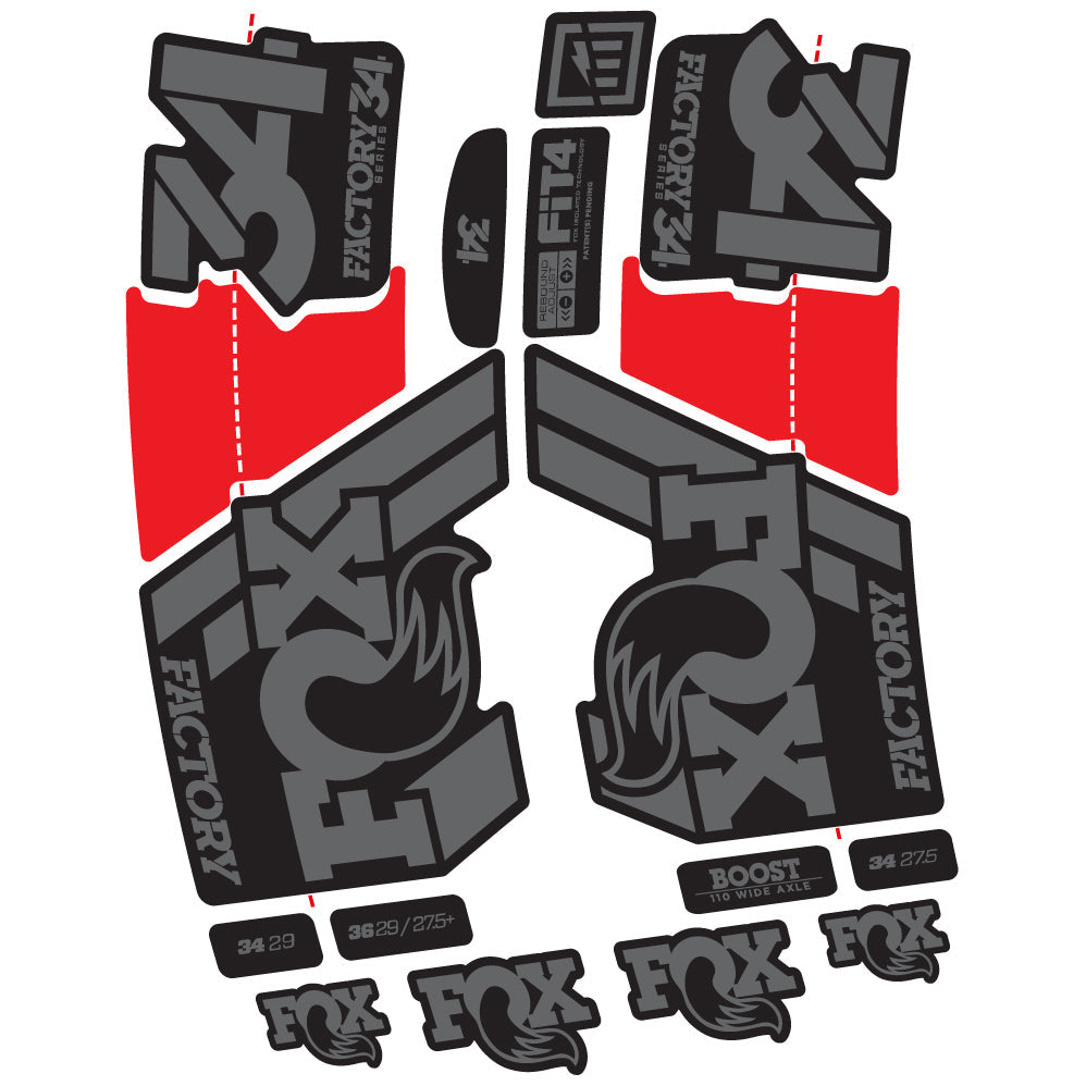 Stickers Fox 34 Factory 2019 compatibles Autocollants fourche VTT