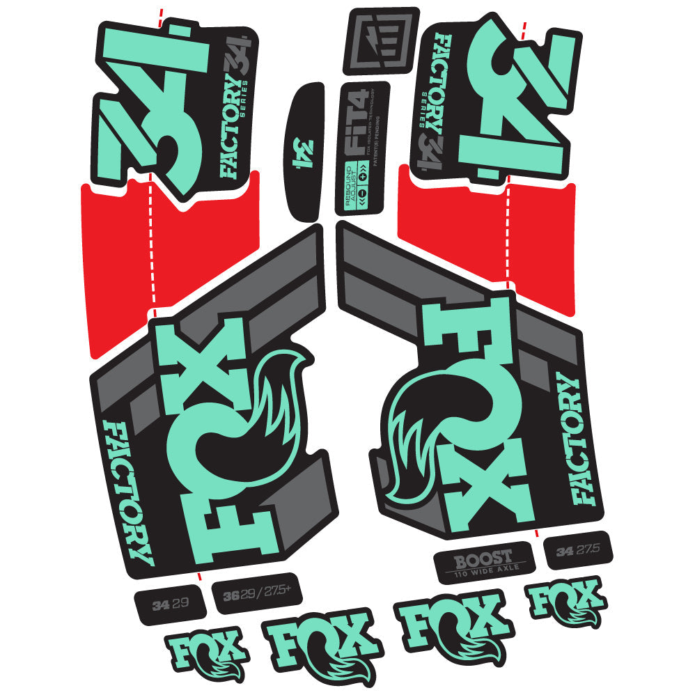 Stickers Fox 34 Factory 2019 compatibles Autocollants fourche VTT