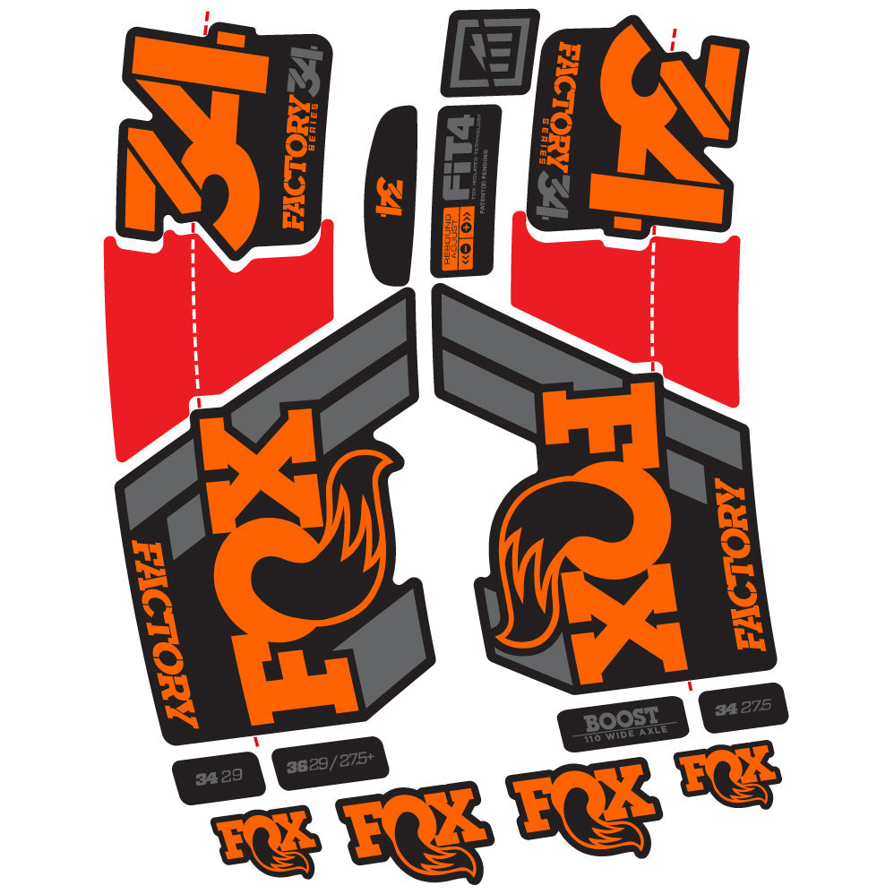 Stickers Fox 34 Factory 2019 compatibles Autocollants fourche VTT