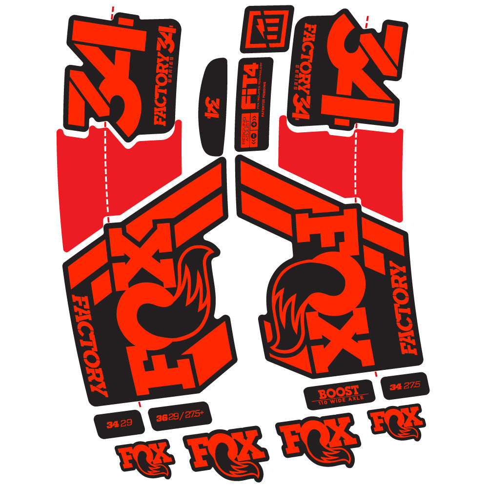 Stickers Fox 34 Factory 2019 compatibles Autocollants fourche VTT