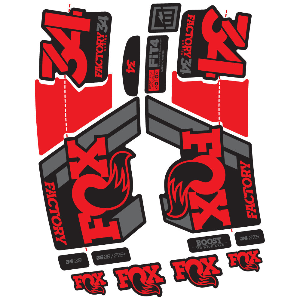 Stickers Fox 34 Factory 2019 compatibles Autocollants fourche VTT