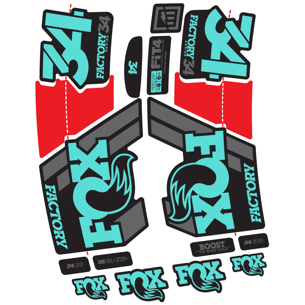 Stickers Fox 34 Factory 2019 compatibles Autocollants fourche VTT