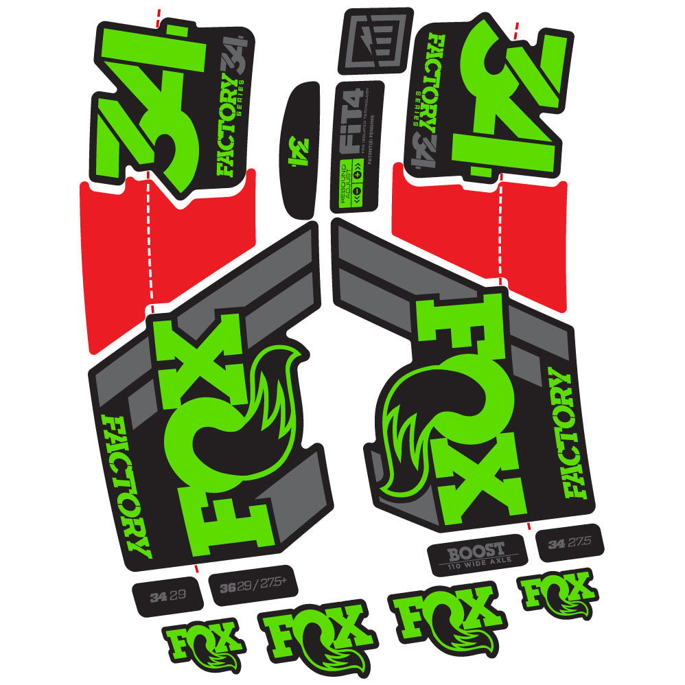 Stickers Fox 34 Factory 2019 compatibles Autocollants fourche VTT