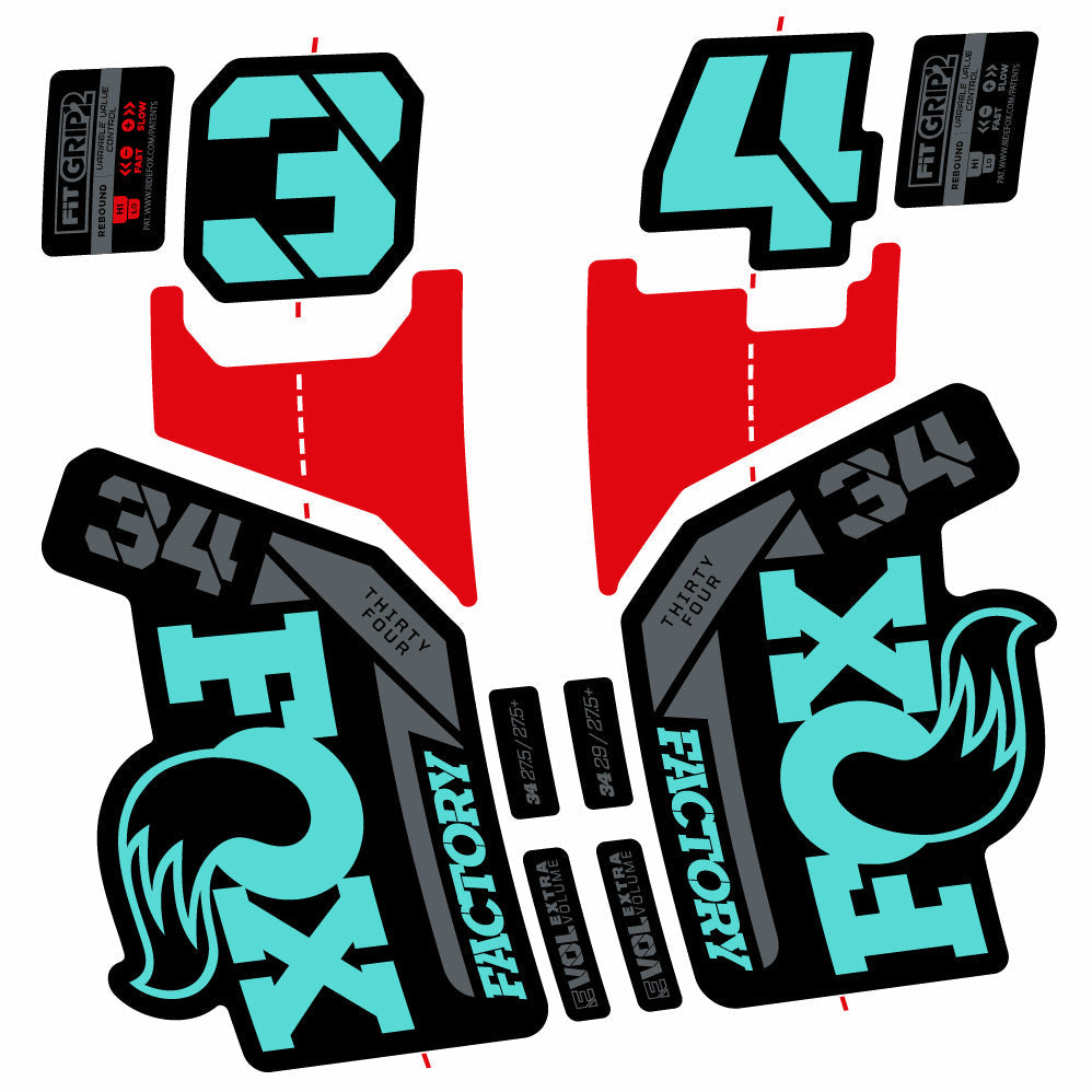 Stickers Fox 34 Factory 29” Autocollants with 2021 2025 MTB Vinyl Stickers Autocollants fourche VTT