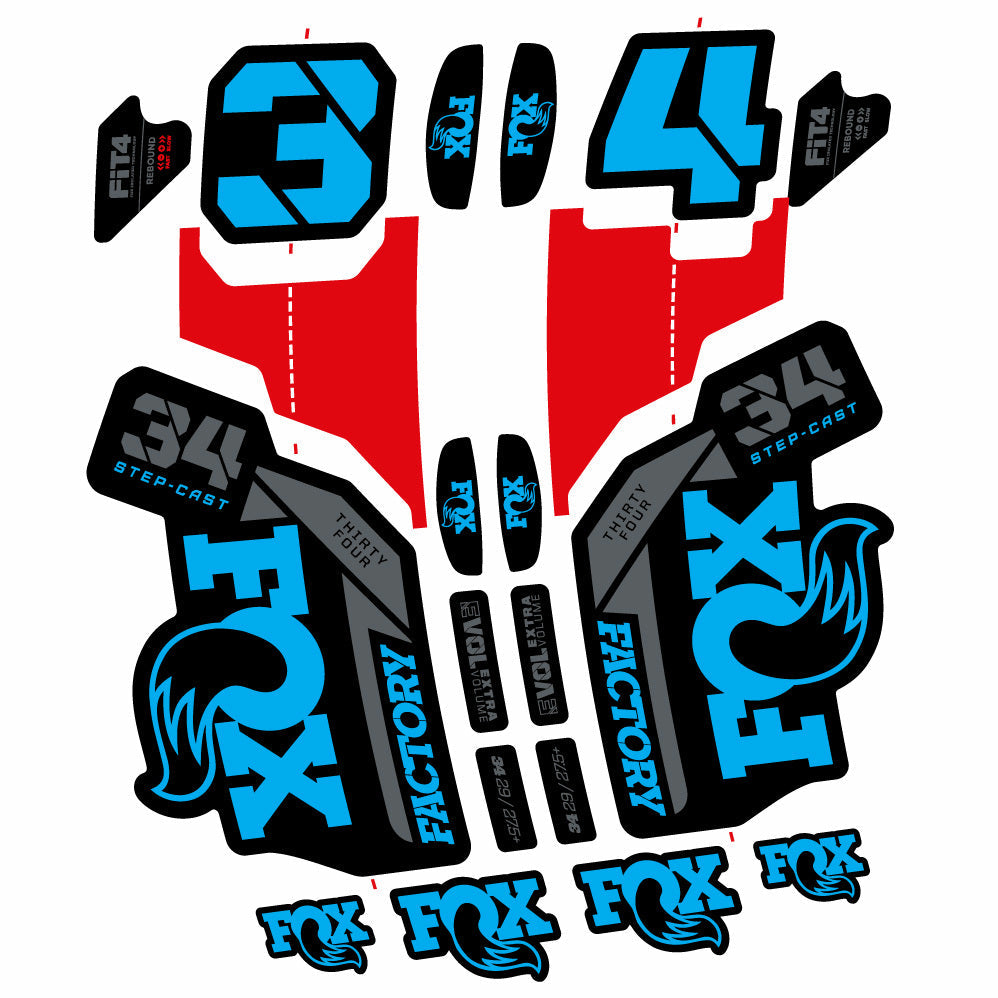 Stickers Fox 34 SC Factory 2021 compatibles Autocollants fourche VTT 29"