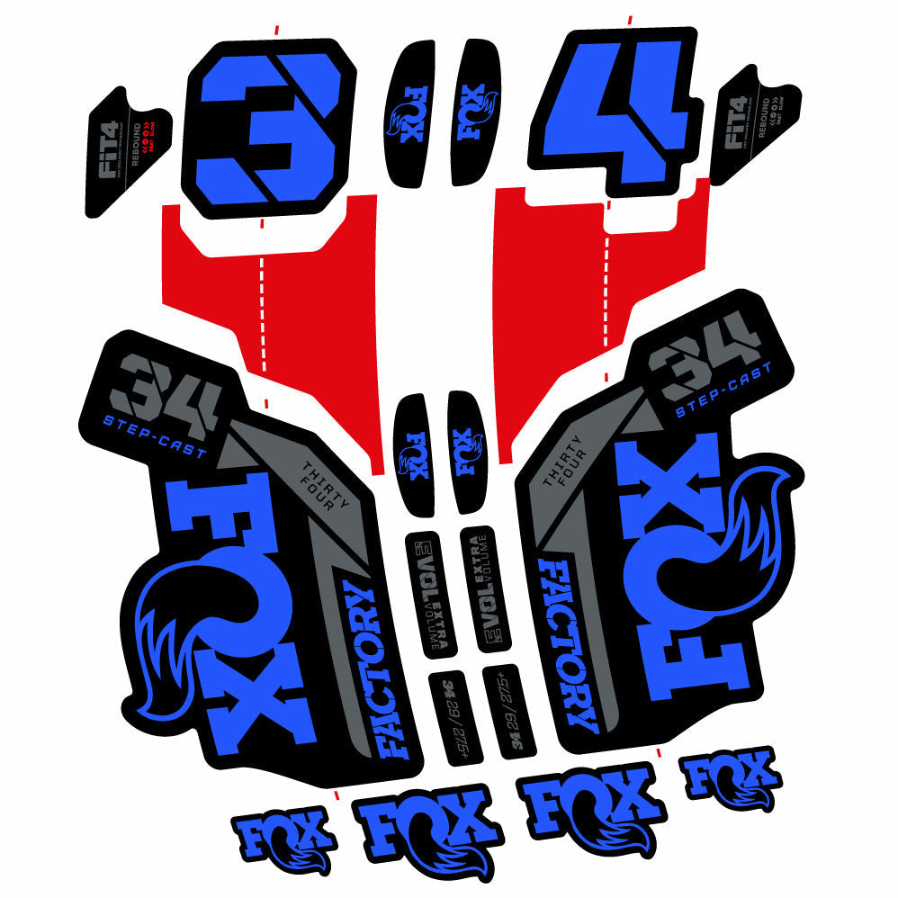 Stickers Fox 34 SC Factory 2021 compatibles Autocollants fourche VTT 29"