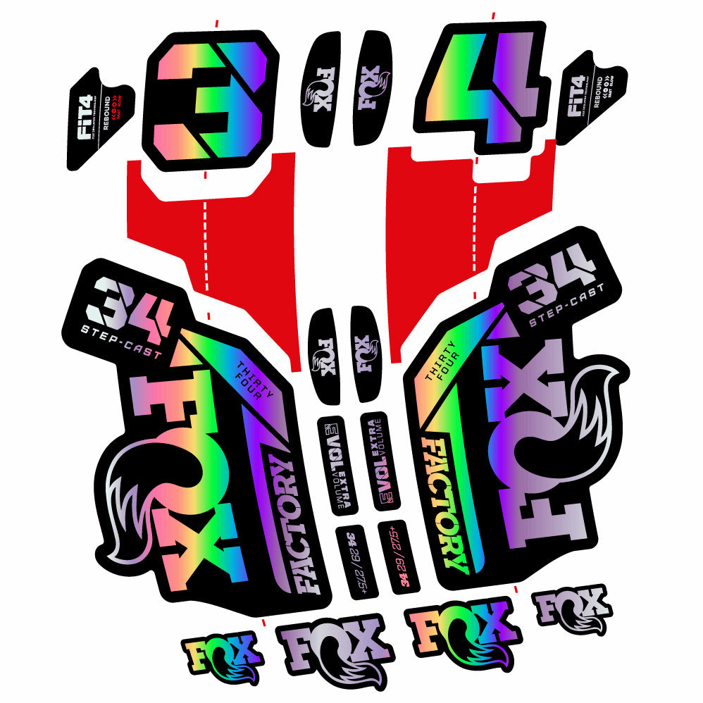 Stickers Fox 34 SC Factory 2021 compatibles Autocollants fourche VTT 29"