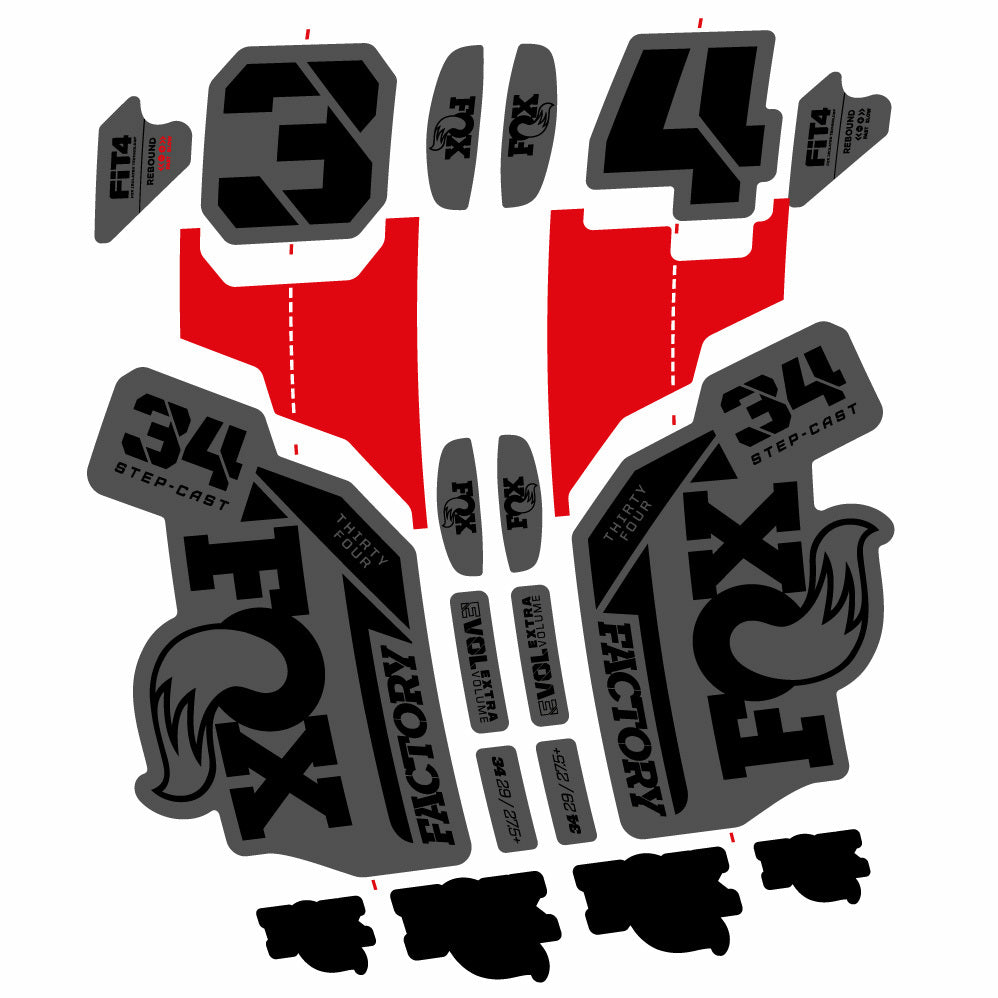 Stickers Fox 34 SC Factory 2021 compatibles Autocollants fourche VTT 29"