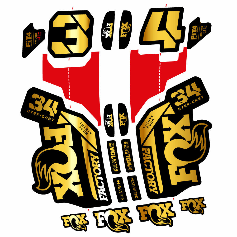 Stickers Fox 34 SC Factory 2021 compatibles Autocollants fourche VTT 29"