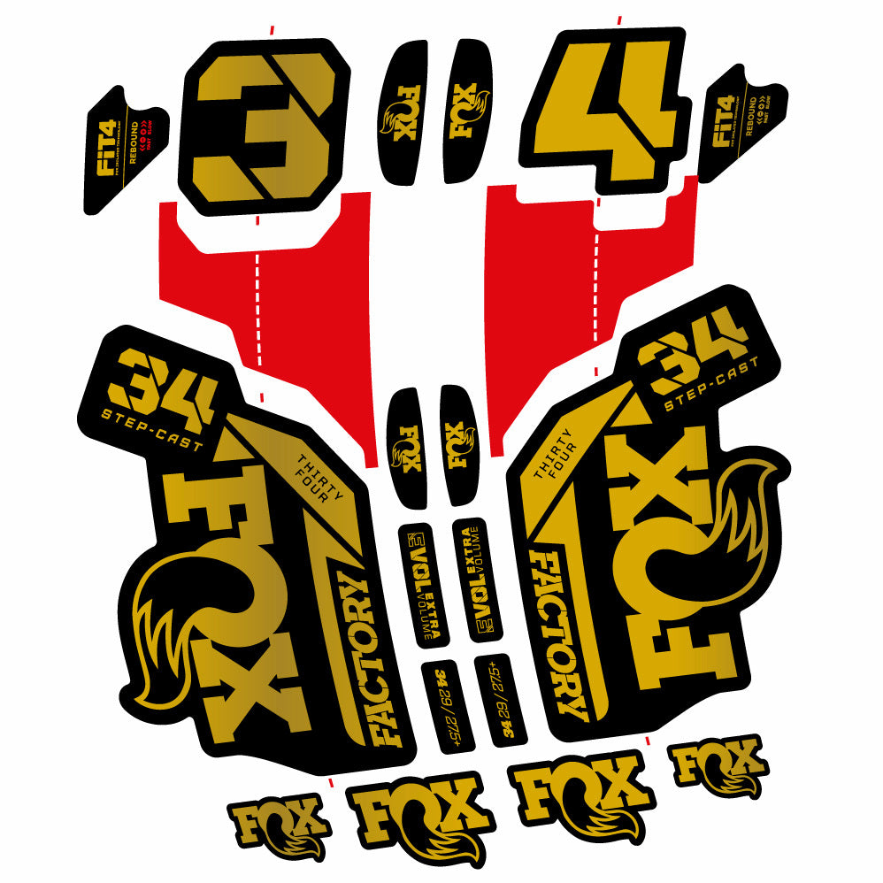 Stickers Fox 34 SC Factory 2021 compatibles Autocollants fourche VTT 29"