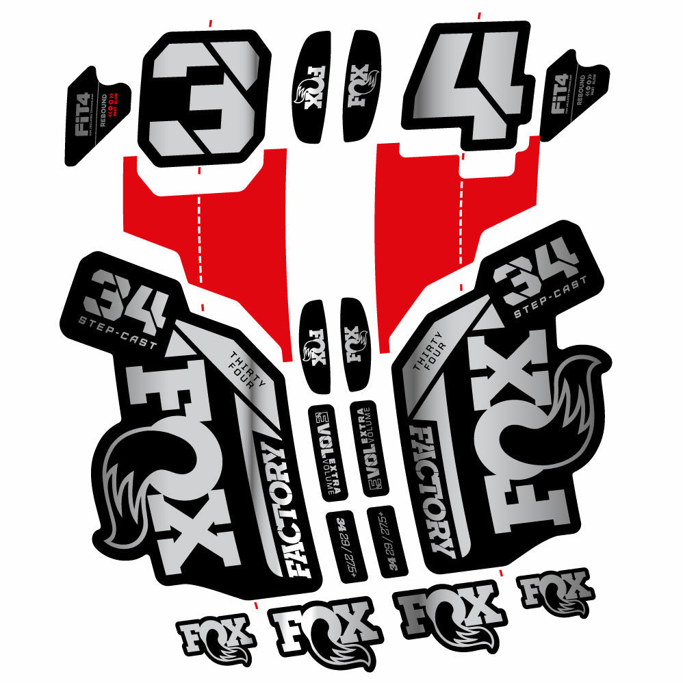 Stickers Fox 34 SC Factory 2021 compatibles Autocollants fourche VTT 29"