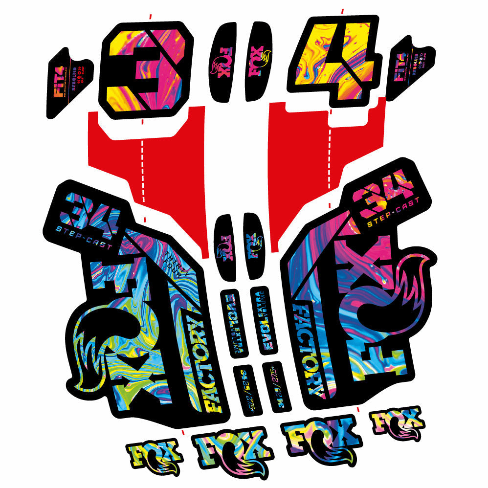 Stickers Fox 34 SC Factory 2021 compatibles Autocollants fourche VTT 29"