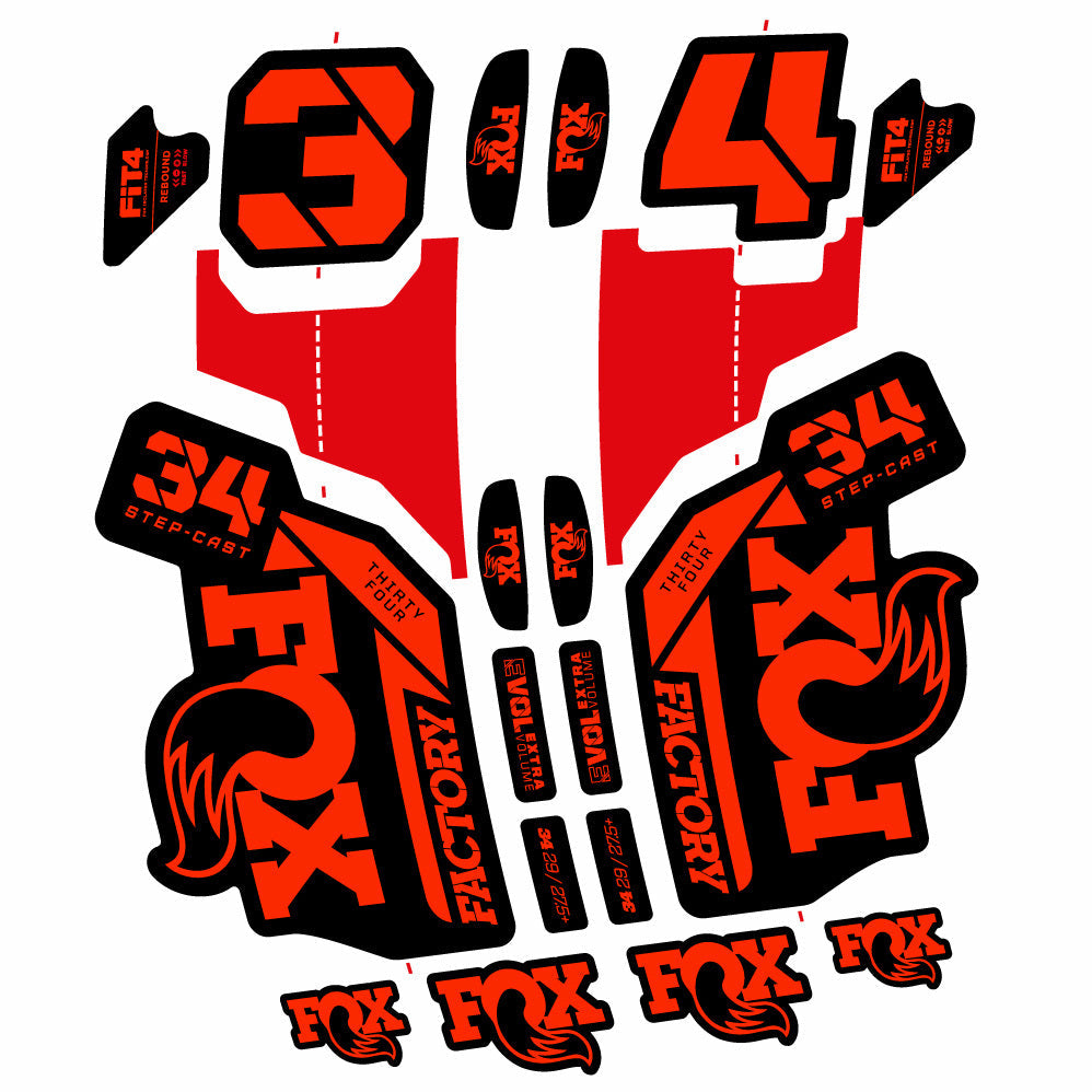 Stickers Fox 34 SC Factory 2021 compatibles Autocollants fourche VTT 29"