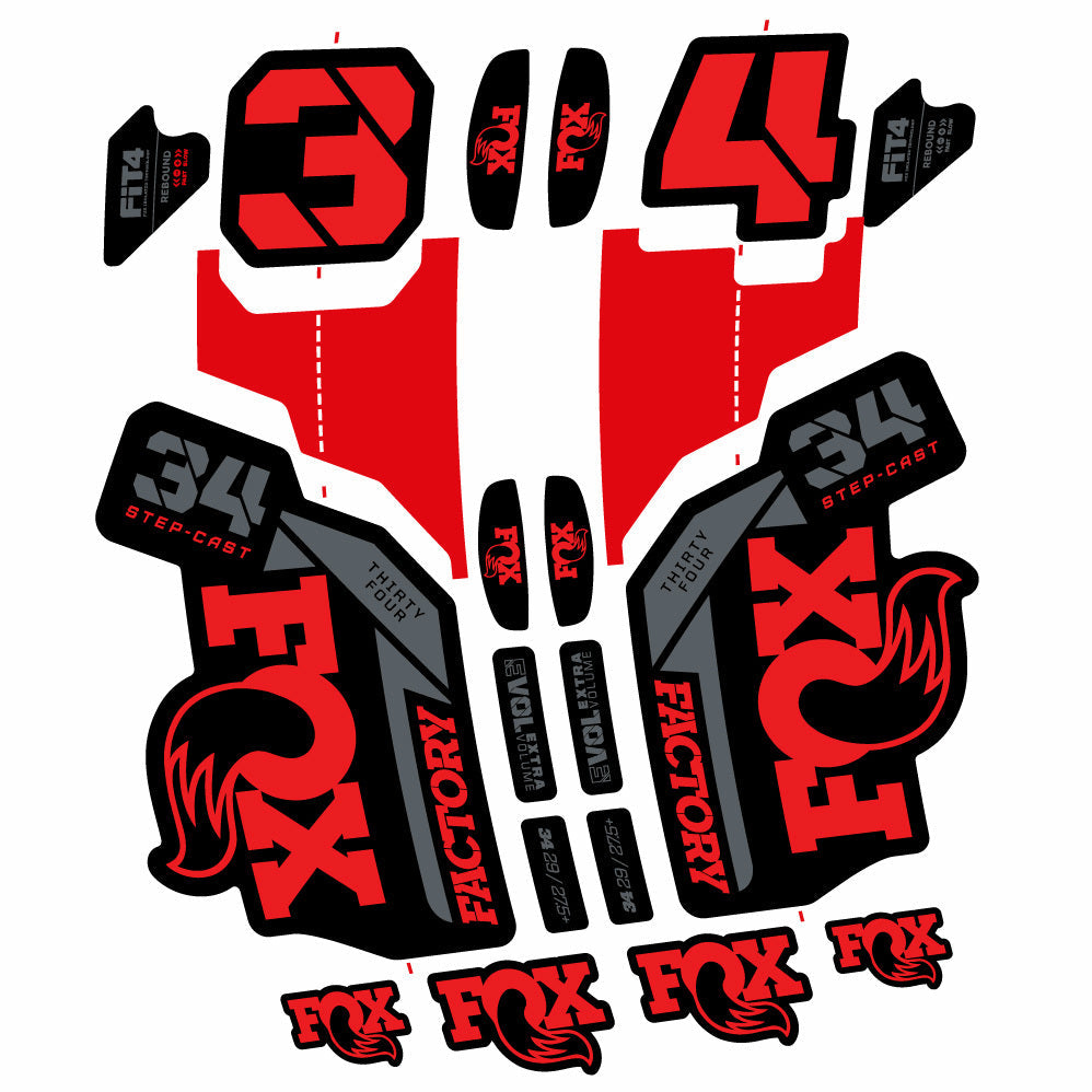 Stickers Fox 34 SC Factory 2021 compatibles Autocollants fourche VTT 29"