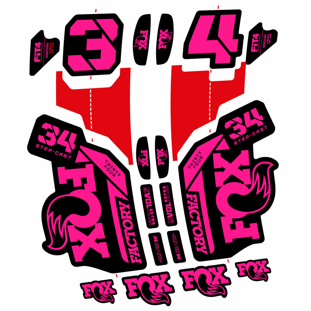 Stickers Fox 34 SC Factory 2021 compatibles Autocollants fourche VTT 29"